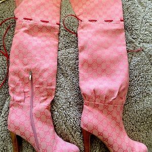 Pink Knee High Boots